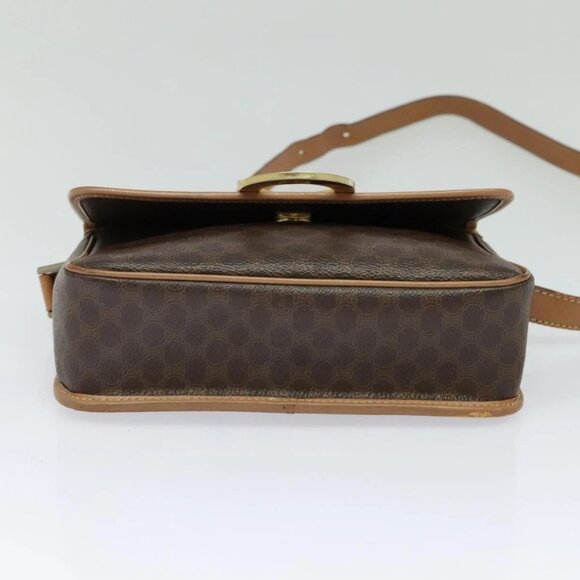 CELINE Macadam Canvas Circle Shoulder Bag PVC Leather Brown Gold - Picture 8 of 16